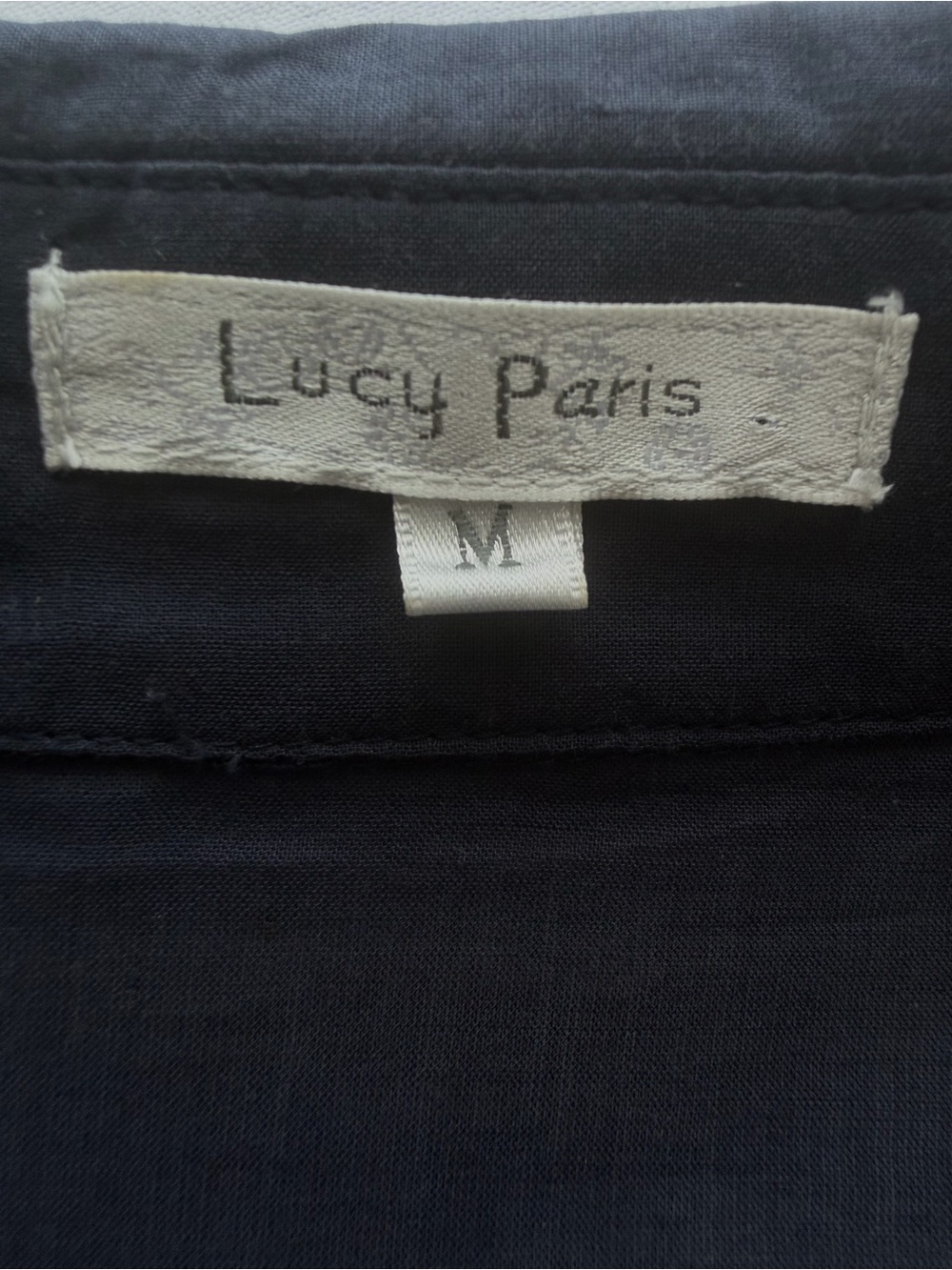 Lucy Paris Navy Rhinestone Ruched Button Up Shirt M Y2K - Picture 5 of 16